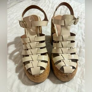 Elegant Cream Wedge Sandals